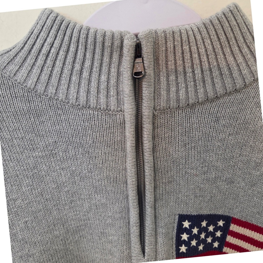 Men's "Amtican Flag" 1/4 Zip, Turtleneck Pull Over, Size
